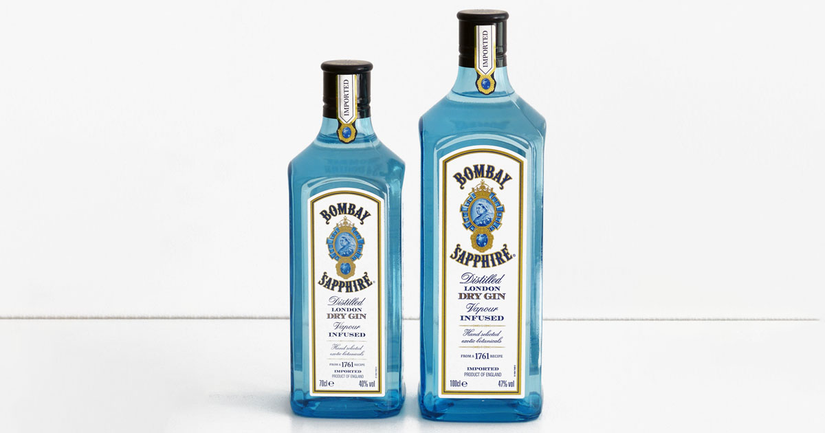 Im Vergleich: Bombay Sapphire Gin mit 40 und 47 Prozent Alkohol
