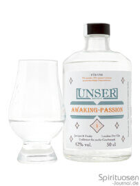 Unser Awaking-Passion Glas und Flasche