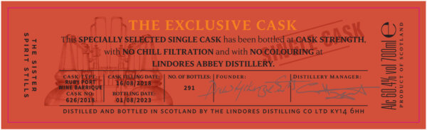 Lindores The Exclusive Cask #18/0626 Ruby Port Wine Barrique