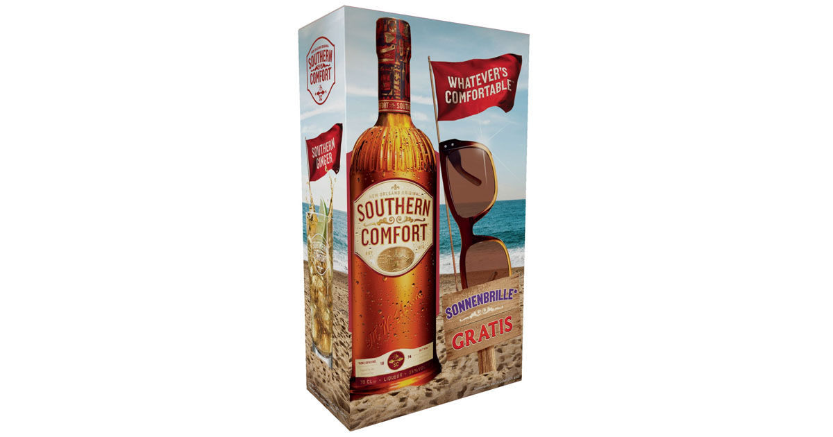Whatever’s Comfortable: Southern Comfort mit Sonnenbrille im On-Pack