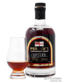 Pusser's Gunpowder Proof Spiced Glas und Flasche